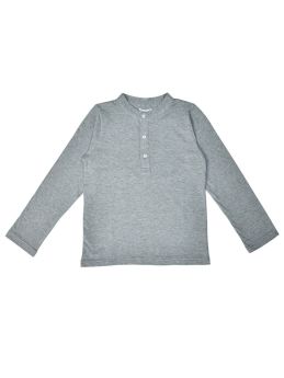 Funkrafts Boys Full Sleeves 100% Cotton Henley T-Shirt - Grey Melange