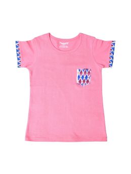 FUNKRAFTS Girls Half Sleeves 100% Cotton T-Shirt -  Pink