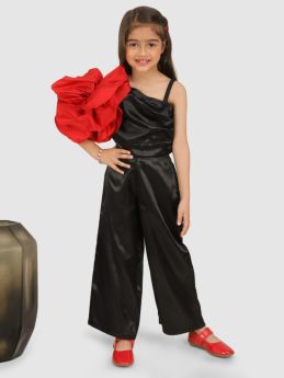 Jelly Jones  Red Flower on sleeve ,Gather Top &  pant -Black
