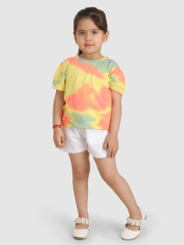 Jelly Jones T-shirt with gather sleeve  -yellow 